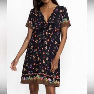Johnny Was Los Angeles Nani Twist Floral Black Dress Size XS